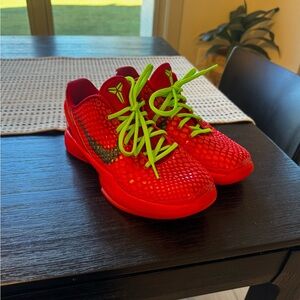Nike Kids Bright Red Sneakers with Neon Green Laces